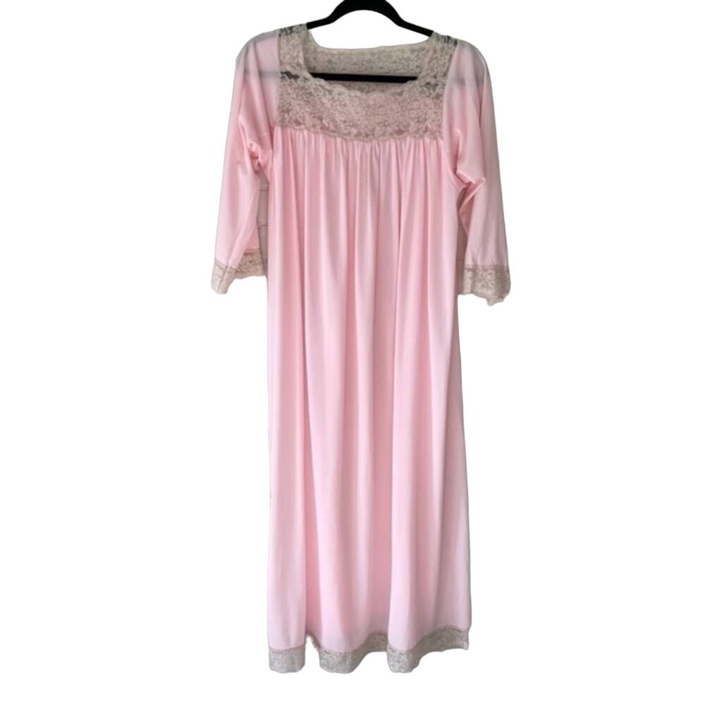 Vintage Pink Lace Lingerie Nightgown Medium Retro
